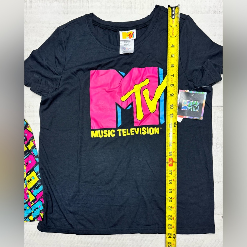 Intimo MTV Womens' Music Television Neon Cassette Tape Sleep Pajama Set Short - Picture 6 of 11